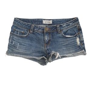 Aeropostale Low Rise Jean Shorts Womens 7/8 Blue Distressed Short Summer Cheeky